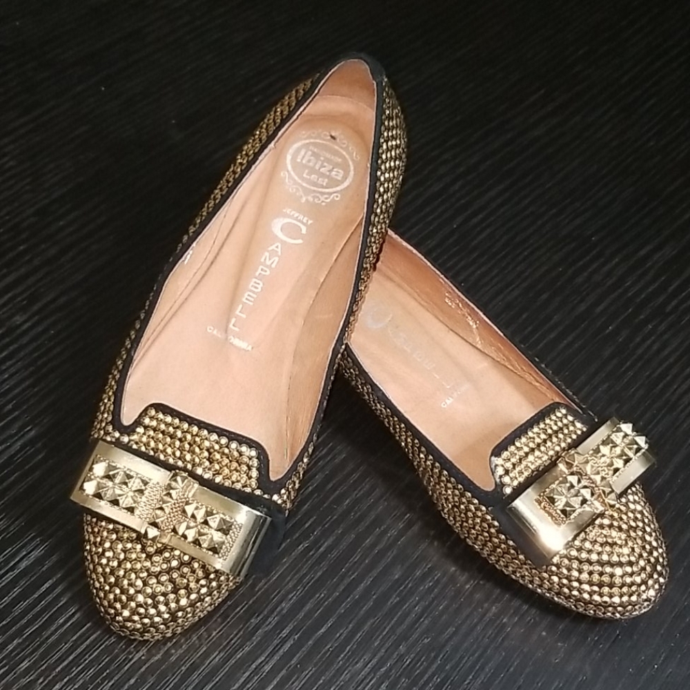 Jeffrey Campbell Martini Gold Studded Bow Loafer